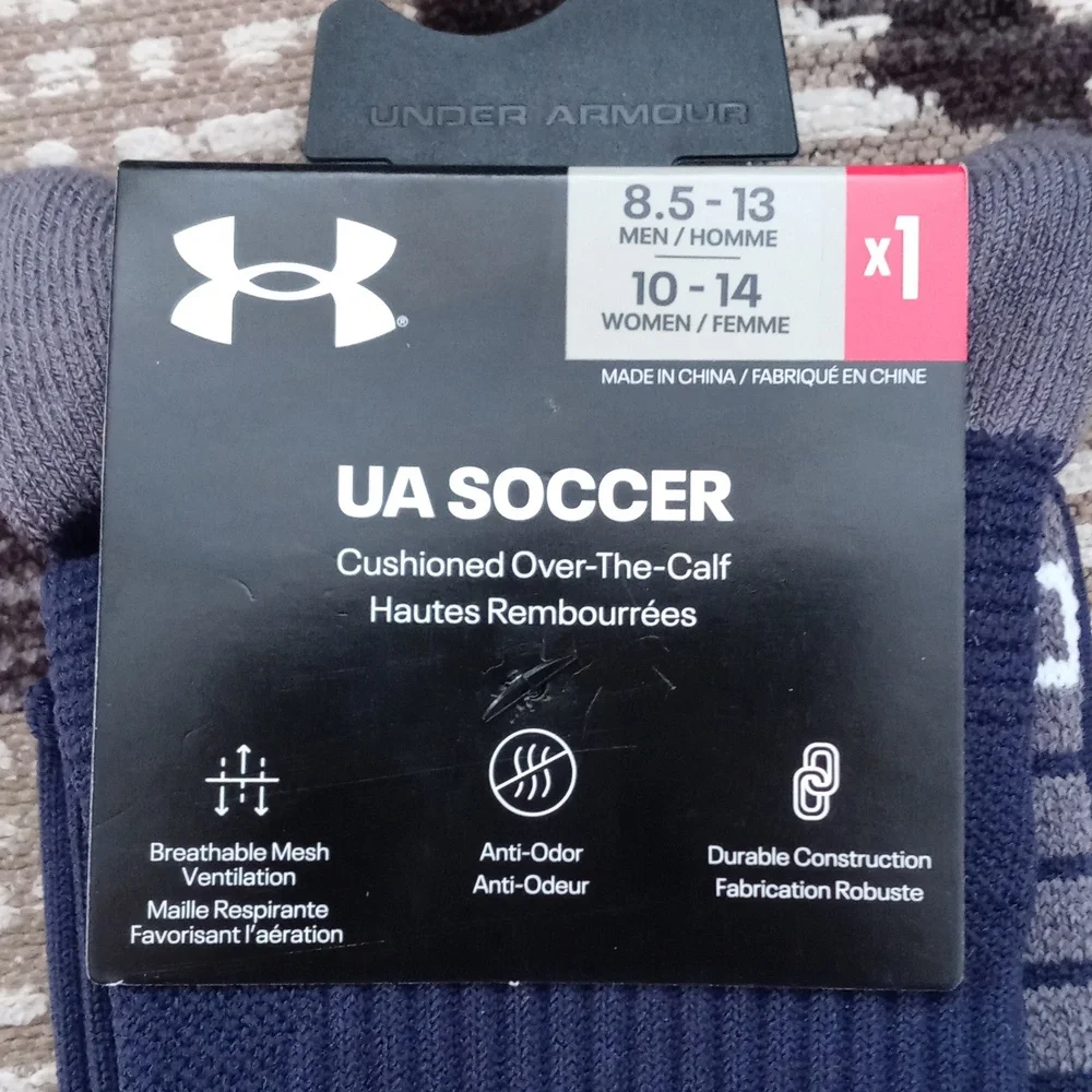 🆕️ ⚽️Unisex Under Armour⚽️ - Midnight Navy/Gray Over-The-Calf Soccer Socks